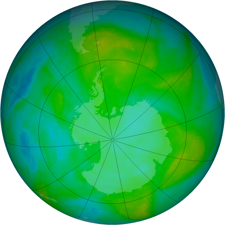 Antarctic ozone map for 14 January 1984
